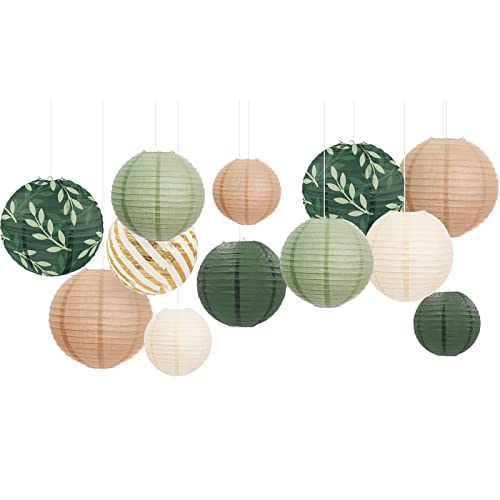 Aobkiat Set Di Lanterne Di Carta Per Decorazioni Per Feste, 12 Lanterne Di Carta Da Appendere Per Docce Nuziali, Decorazioni Per Matrimoni Bohémien, F