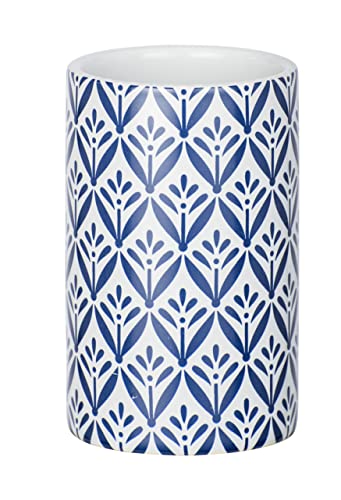 Wenko Bicchiere Portaspazzolini Lorca Ceramica - Portaspazzolino Per Spazzolini E Dentifricio, Ceramica, 6.5 X 11 X 6.5 Cm, Blu