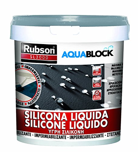 Rubson Aquablock Silicone Liquido Sl3000, Facile E Sicuro Da Usare, Per Impermeabilizzazione E Riparazione Di Tetti E Coperture Piani E Inclinati, Gua
