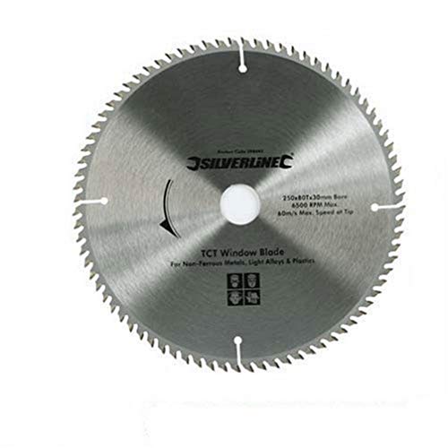 Silverline, 598444, Lama Per Sega Circolare Per Finestre In Pvc, 80 Denti, 250 X 30 Mm, Manicotto Di Riduzionee: 25, 20 E 16 Mm