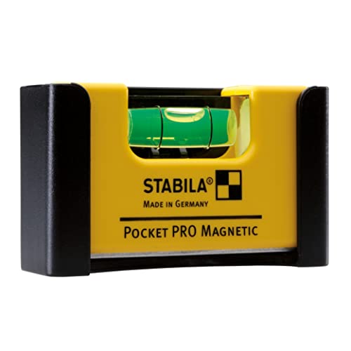 Stabila Mini Livella Magnetica Pocket Pro Con Clip Da Cintura, 7 Cm, Potente Magnete In Terre Rare, 1 Livello Orizzontale, Prodotta In Germania, Giall