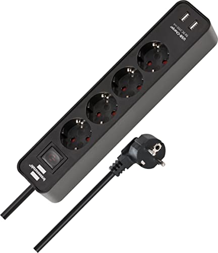 Brennenstuhl Bs-1153240006-Tomas Mult.Ecolor 1,5M4T+2Usb Negro