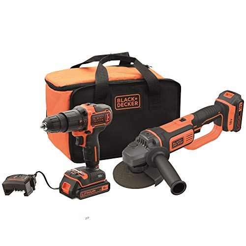 Black+Decker Bck24D2S-Qw Kit Trapano A Percussione E Smerigliatrice