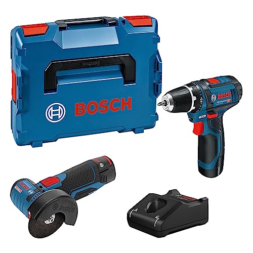 Bosch Professional Combo Kit Gsr 12V-15 + Gws 12V-76 (Incl. 2 Batterie Da 2.0 Ah, Caricabatteria Gal 12V-40, In L-Boxx)