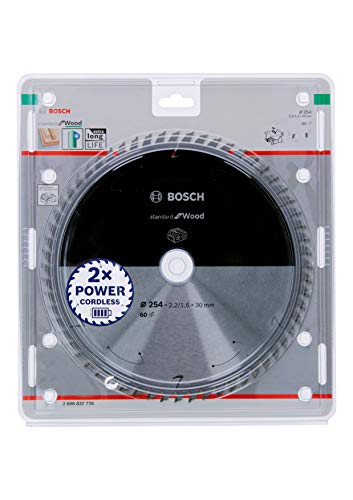 Bosch Accessories Lama Per Sega Circolare Standard For Wood (Legno, 254 X 30 X 2.2 Mm, 60 Denti, Accessorio Per Sega Circolare A Batteria)