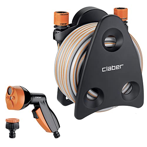 Claber Mini-Set Balcony, Portatubo Accessoriato Appendibile Con Tubo 10M E Pistola Multifunzione