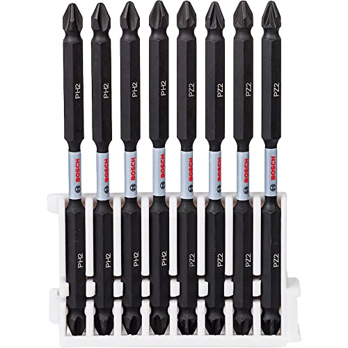 Bosch Professional 8 Pz. Di Bit Di Avvitamento Doppi Set (Impact Control, Ph/Pz Bits, Lunghezza 110Mm, Pick And Click, Accessorio Avvitatore A Impulsi