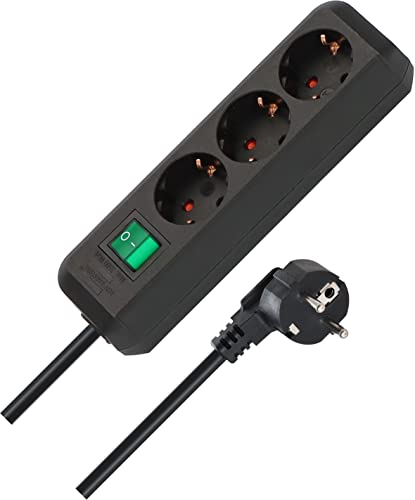 Brennenstuhl 1152300015 - Base Múltiple Eco-Line Negra Con Interruptor (3 Tomas Y 1.5 M)
