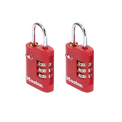 Master Lock 4686Eurt Confezione Da 2 Lucchetto Per Bagagli In Alluminio Approvato Dalla Tsa, Colore Casuale, 6.3 X 3 X 1.4 Cm