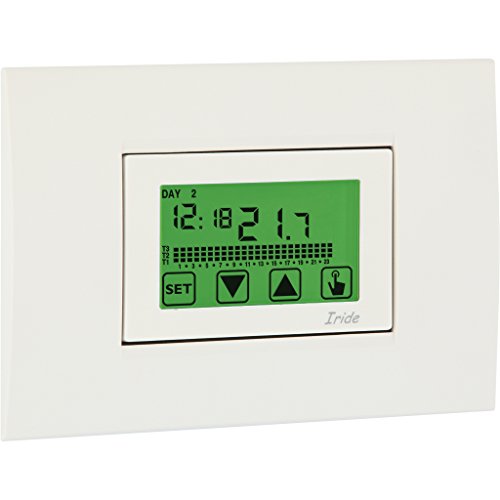 Vemer Ve457800 Iride - Cronotermostato Da Incasso, Display Touch Screen, Programmazione Settimanale, Alimentazione 230V, Bianco/Grigio Antracite