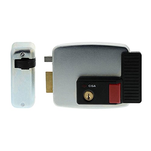Cisa 111731702, Serratura Elettrica Da Applicare Con Pulsante, 12 V, Zincato, Entrata 70, Mano Sinistra