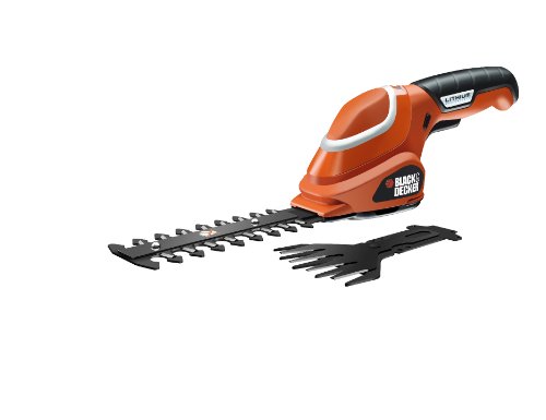 Black+Decker Sfoltirami - Cesoia A Batteria Litio , Lame Intercambiabili, Guanti Da Giardinaggio Inclusi 7 V 1.2 Ah, Gsl700Kit-Qw