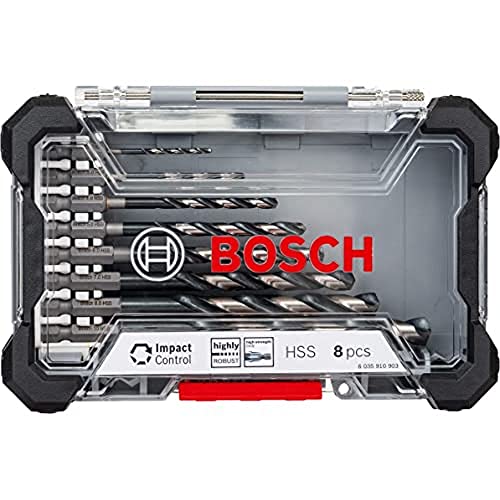Bosch Professional 2608577146 Set Da 8 Pz. Di Punte Per Metallo Hss Impact Control (Pick Click, Hex-9, Accessori Avvitatore A Impulsi), Multicolore