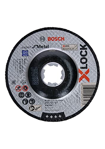 Bosch Accessories 2608619257 Mola Da Taglio A Centro Depresso, Per Metallo, X-Lock, Ø125 Mm, Diametro Ø: 22.23 Spessore: 2.5 Mm