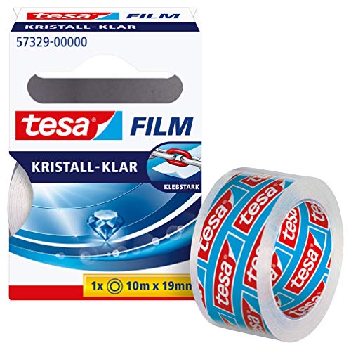 Tesa Crystal-Clear, 1 Rollo, 19 Mm, Cinta Adhesiva Transparente, 10 Metros