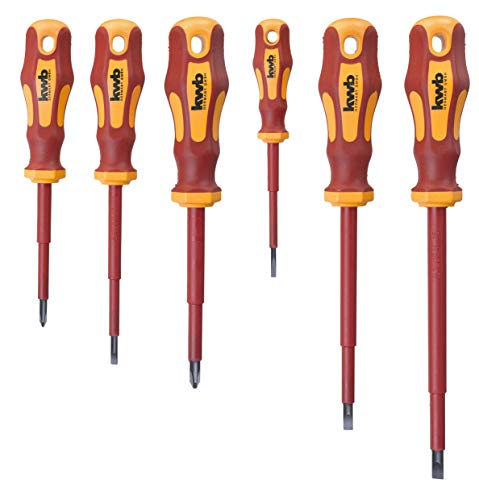 Kwb Set Di Cacciaviti Vde 6 Pezzi, Lame Completamente Isolate, Extra Temprate, Incl. Impugnatura A 2 Componenti E Foro Di Sospensione, Set Di Cacciavi