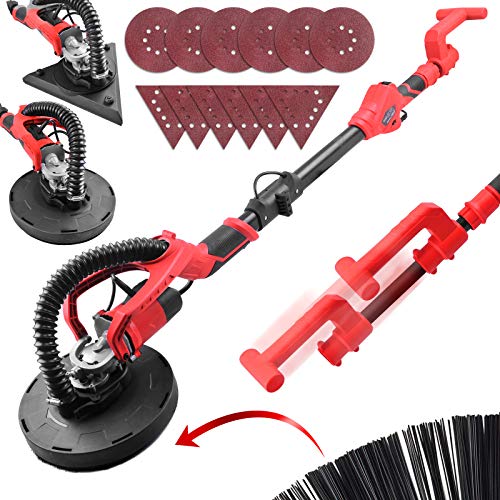 Timbertech® Levigatrice Per Muro - 710 W, Asta Telescopica 136-168Cm, Testa Rotonda E A Delta, 12 Dischi Abrasivi Ø 220Mm, 1000-2100 Rpm, Velocità Reg
