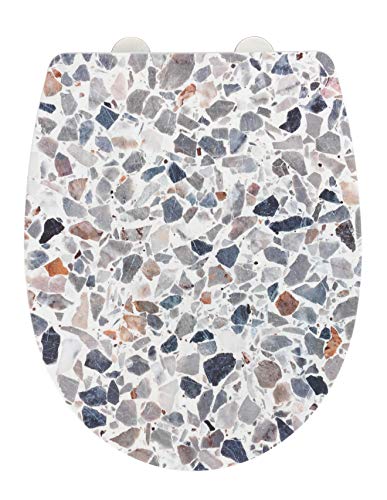 Wenko Sedile Wc Terrazzo, Superficie High Gloss, Copriwater Con Chiusura Ammortizzata Automatica, In Termoplastica Infrangibile, Dimensioni (L X P): 3
