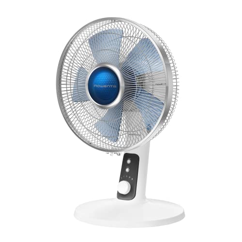 Rowenta Vu2731 Turbo Silence Extreme + Ventilatore Da Tavolo, Silenzioso A Soli 38 Db(A), Da 40 W Di Potenza, Modalità Turbo, Oscillazione Automatica,