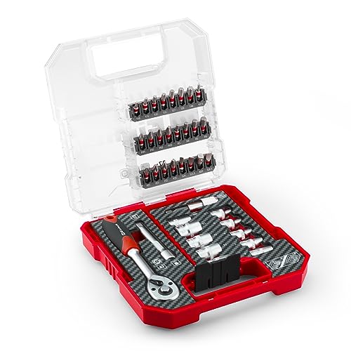 Set Di Bit E Cricchetto Originale Einhell L-Case Da 37 Pezzi (Bit, Cricchetto, Portabit A Cambio Rapido, Chiave A Bussola, Adattatore, Prolunga Per Ch