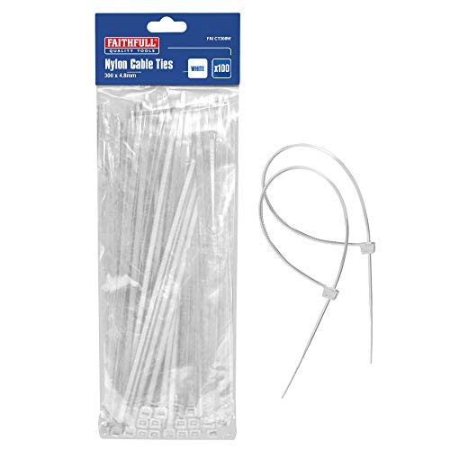 Faithfull Cable Ties (100) White 300Mm X 3.6Mm