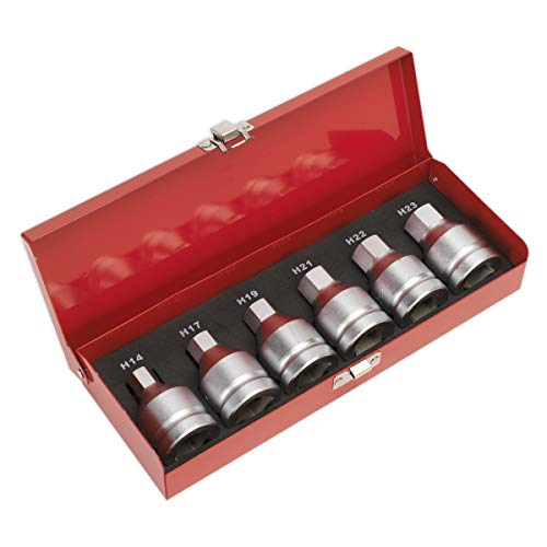 Sealey, Set Di Punte Con Bussole A Esagono Incassato, 6 Pz. 3/4"Sq Drive
