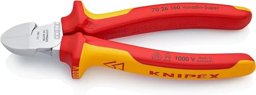 Knipex Tronchese Laterale Per Meccanica Cromata, Isolati Con Manici Rivestiti In Materiale Bicomponente, Collaudati Vde 160 Mm 70 26 160