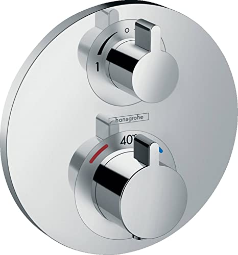 Hansgrohe Ecostat S - Miscelatore Termostatico Incasso, Rubinetto Termostatico Con Blocco Di Sicurezza (Safetystop) A 40° C, Termostato Quadrato, 2 Ut