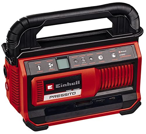 Einhell Compressore Ibrido Pressito 18/25 Hybrid Power X-Change(18 V, Funzionamento Con Cavo Di Alimentazione O Batteria, Max. 11 Bar, Incl. Kit 4 Ada