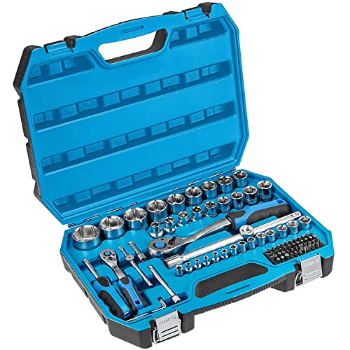 Högert Technik - Set Di Attrezzi I Chiavi A Bussola, Punte E Accessori I 1/4" E 1/2" I Lega Cr-V Acciaio I Forgiato A Cricchetto I Meccanismo A Cricch