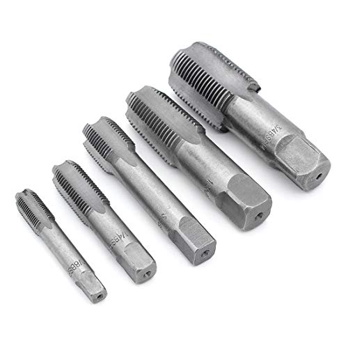 Yuhtech 5 Pcs Maschi A Scanalature Diritte Per Filettare Kit Filettatura Vite Strumenti Di Taglio Del Filetto Adatto 55 Gradi G1/8 G1/4 G3/8 G1/2 G3/4