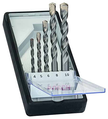 Bosch Accessories 5 Pezzi Cyl-3 Punte Da Calcestruzzo Set (Per Calcestruzzo, Robust Line, Ø 4–10 Mm, Accessorio Perforatrice A Percussione)