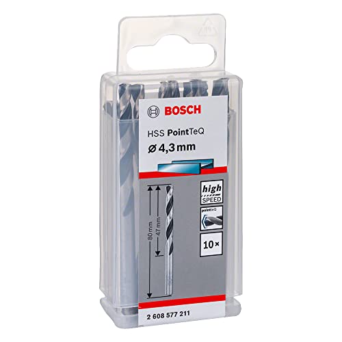 Bosch Accessories 2608577261 Hss Pointteq (9,3 X 81 X 125 Mm) - Set Da 10 Pezzi Di Punte Elicoidali Per Trapano Per Metallo, Acciaio, Fusione O Plasti