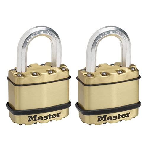 Master Lock Lucchetto Ad Alta Sicurezza [Chiave] [Acciaio Laminato E Rivestimento Protettivo] [Esterno] [Set Di 2] M1Beurt - Ideale Per Portali, Garag