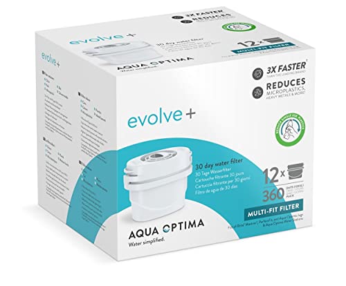 Cartuccia Filtro Acqua Aqua Optima - Confezione Da 12 Evolve+ (Fornitura Per 12 Mesi), Sistema Di Filtraggio A 5 Stadi Che Riduce Il Cloro, Il Calcare