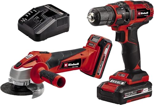 Einhell Tc-Tk 18 Li Kit Trapano E Smerigliatrice (18 V, Trapano Avvitatore Tc-Cd 18/35 Li + Smerigliatrice Angolare Tc-Ag 18/115 Li, Incl. Batteria Da