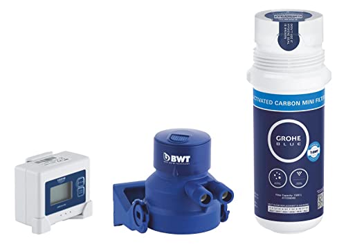 Grohe Blue Set Filtro Ai Carboni Attivi Con Testata, Elimina Le Sostanze Che Alterano L'Odore E Il Sapore Dell'Acqua, Capacità Media 1500 L, Compatibi