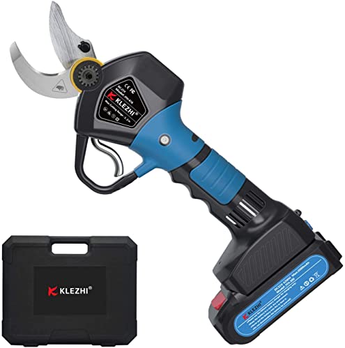 K Klezhi Forbici Potatura Elettriche, 21V Cesoie Da Potatura Professionali Senza Cavo, 2 Batterie Al Litio Ricaricabili Da 2Ah, Diametro Di Taglio 30M