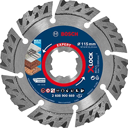 Bosch Accessories 1X Dischi Diamantati Expert Multimaterial X-Lock (Per Calcestruzzo, Ø 115 Mm, Accessorio Smerigliatrice Angolare Piccola)