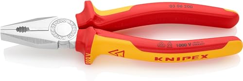 Knipex Pinza Universale Cromata, Isolati Con Manici Rivestiti In Materiale Bicomponente, Collaudati Vde 200 Mm (Confezione Self-Service/Blister) 03 06