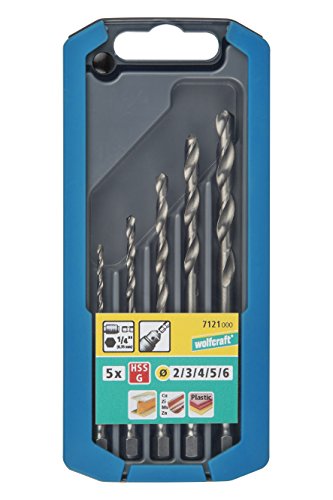 Wolfcraft Set Di Punte In Metallo Hss Rettificate Da 5 Pezzi, Codolo Esagonale I 7121000 I Per Forare Materiali Duri