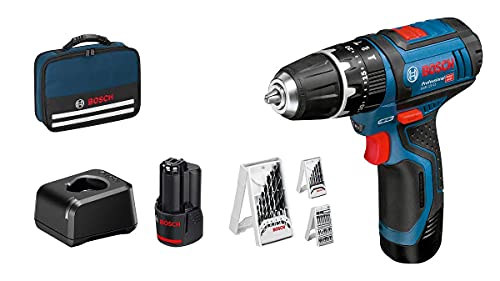 Bosch Professional 12V System Trapano-Avvitatore Con Percuss. Batteria Gsb 12V-15 (Incl. 2 Batt. 2,0 Ah+Caricabatt., 2 Set Trapano, 1 Set Bit, In Bors
