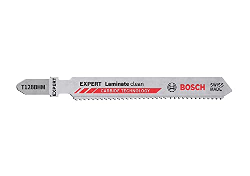 Bosch Professional 3X Lame Per Seghetto Alternativo Expert `Laminate Clean` T 128 Bhm (Per Vinile Laminato Massiccio, Pvc, Hpl Laminato Ad Alta Pressi