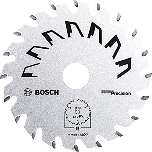 Bosch 1X Lama Per Sega Circolare Precison (Per Legno, Ø 85 X 1.1/0.7 X 15 Mm, 20 Denti, Atb, Accessori Seghe Circolari)