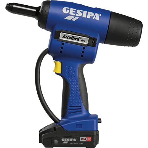 Gesipa Accubird Pro 1679661 - Rivettatore Cieco A Batteria 13000 N, Corsa Dispositivo 25 Mm 18 V, Rivetti Ciechi Da Ø 2,4 Mm, In Alluminio Fino A Ø 6 