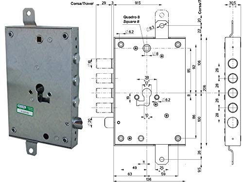 Mottura 29875 85.571/37 Serratura Blindata X Cilindro Dx