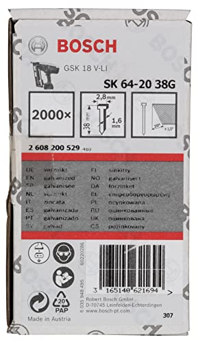 Bosch Professional Clavo Galvanizado Sk64-20:38Mm: 2.000Uds