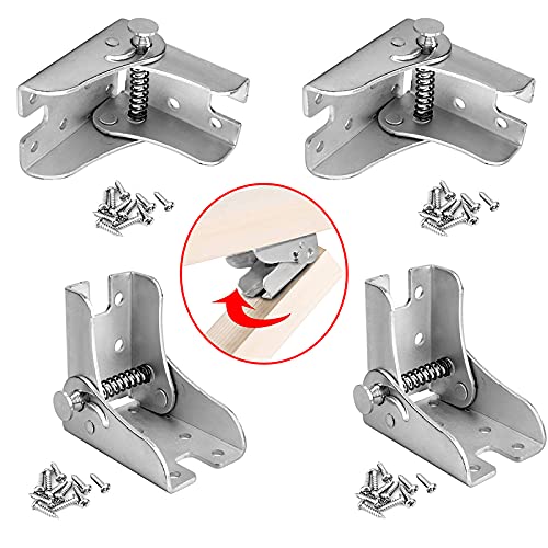 Mikqky 4 Pezzi Cerniera Pieghevole Tavolo, Bcerniere Autobloccanti, Piedi Pieghevoli Autobloccanti, Adatto Per Accessori Gambe Tavolo Pieghevoli 67X60