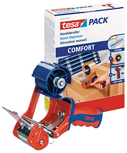 Tesapack Dispenser Manuale Comfort Per Nastro Da Imballaggio, Dispenser Professionale In Metallo, Ergonomico, Per Rotoli Fino A 50 Mm Di Larghezza, Co