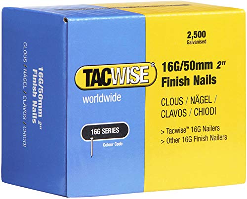 Tacwise 0298 Chiodi Di Finitura Galvanizzati Tipo 16G / 50 Mm, Confezione Da 2500
